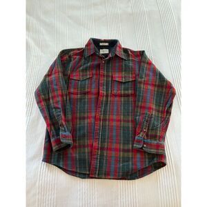 Men's Pendleton Plaid Wool Outdoor Shirt - Large - 100% Wool